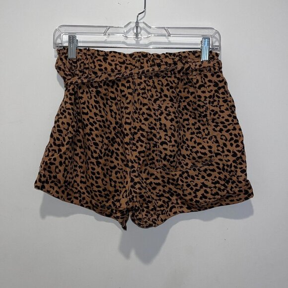 Aerie Brown & Black Leopard Print High-Waisted Tie-Front Women's Shorts Size S - Picture 3 of 7